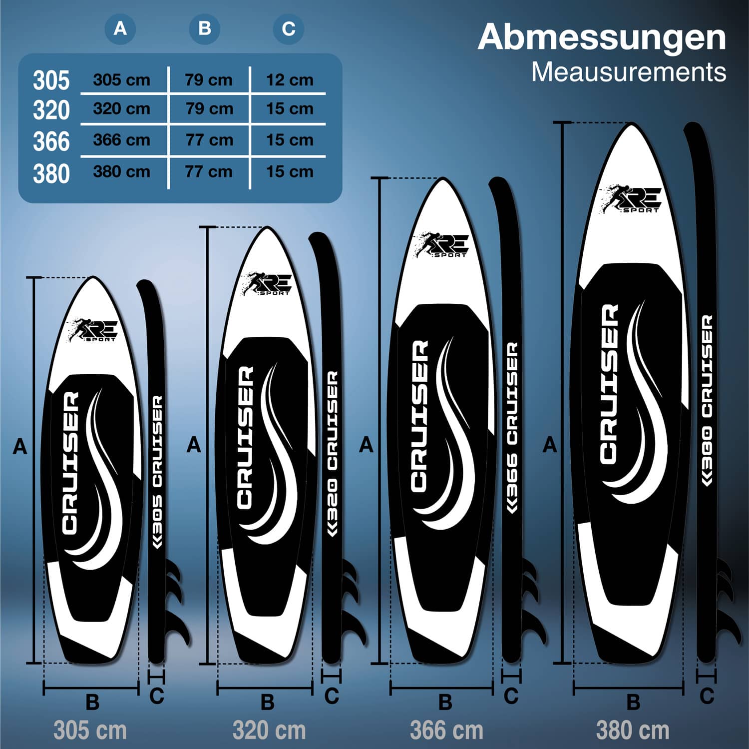 Cruiser zöld/kék 305 cm SUP minden tartozékkal, vízálló táskával